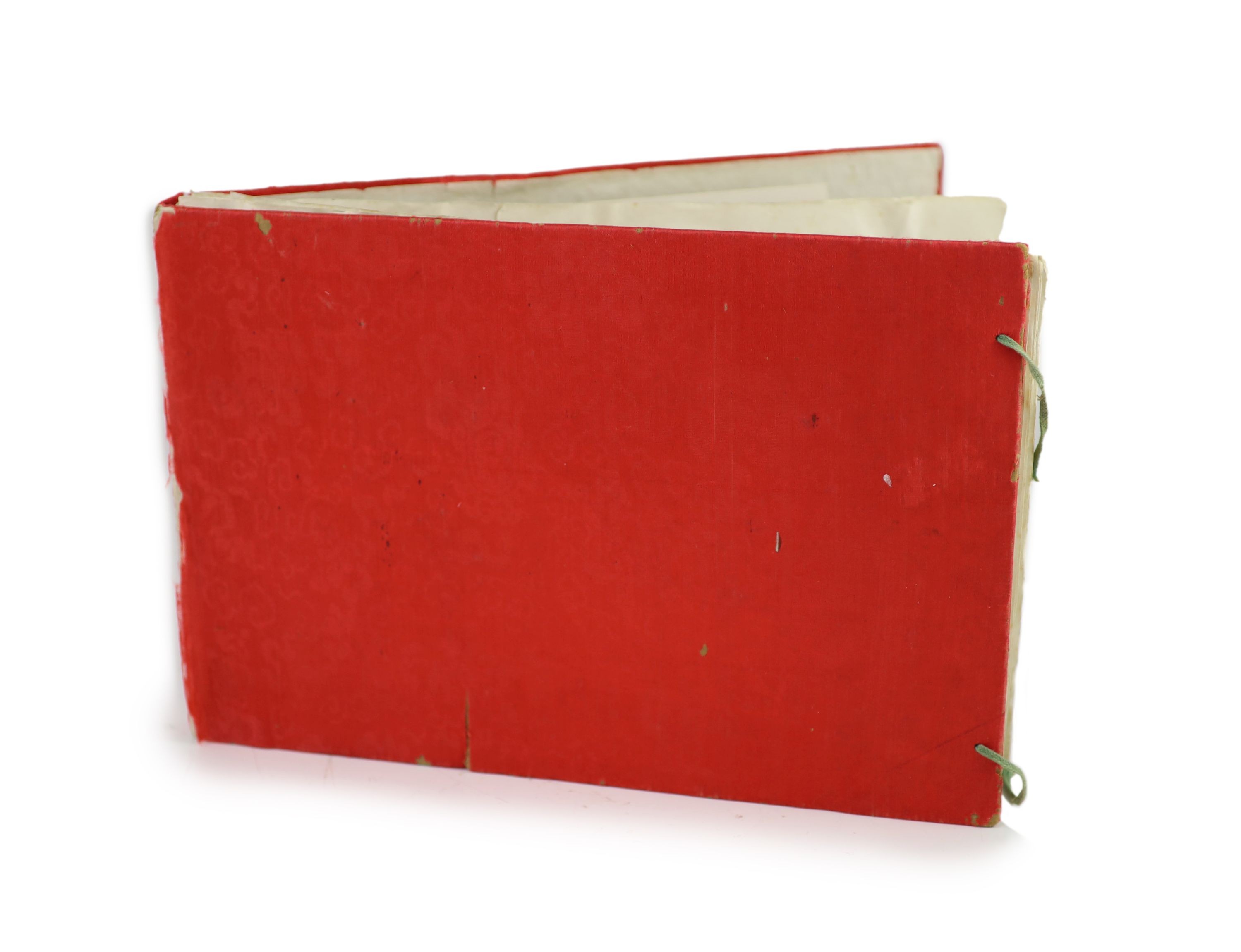 A Chinese album of 14 pith paintings, 19th century, Album 25 x 37cm
